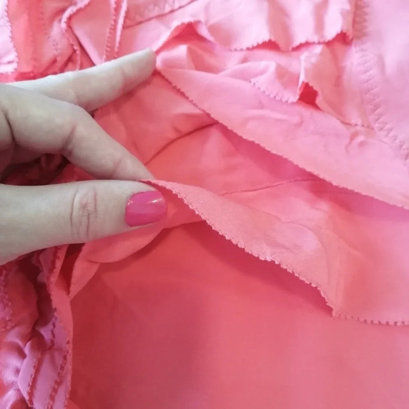 Weekend MaxMara Silk Ruffle Front Short Sleeve T-Shirt Blouse Pink Small - Picture 6 of 13